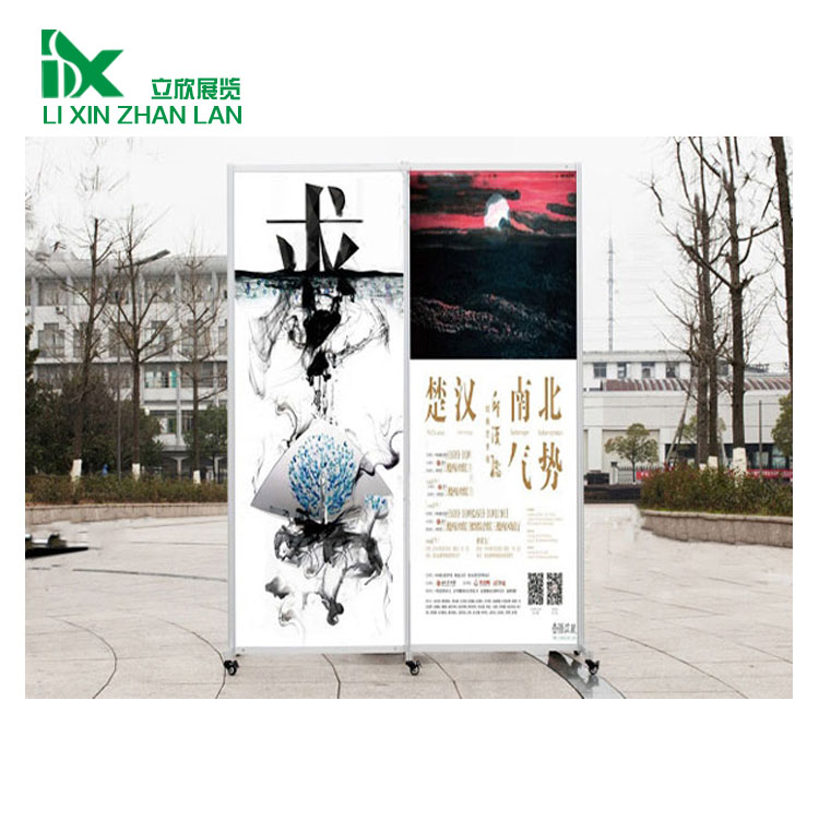 八棱柱展架書畫展板出租 鋁合金掛畫展架租賃