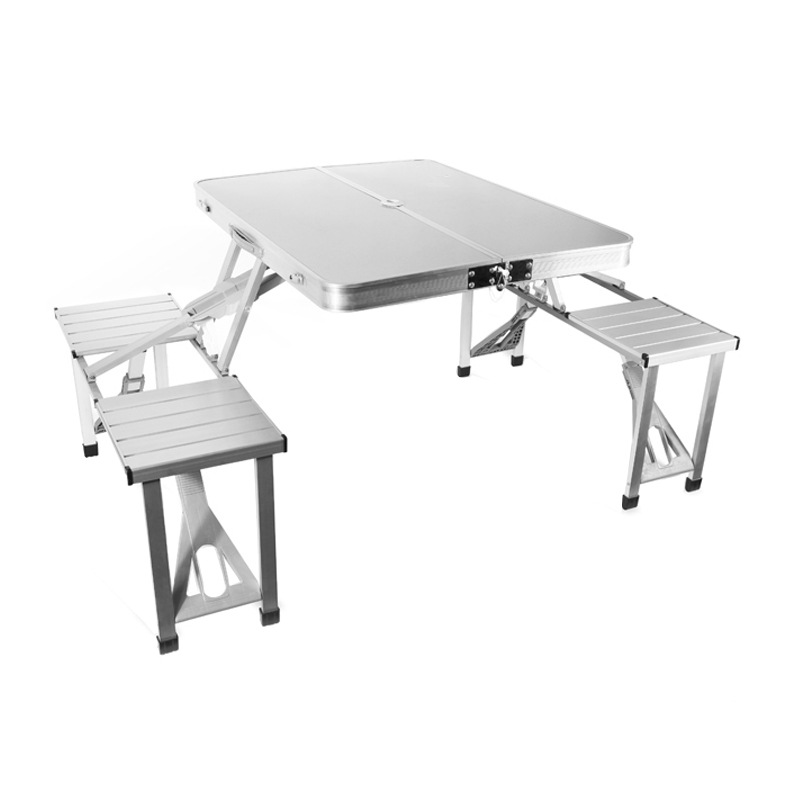 戶外旅游戶外鋁合金折疊桌椅 鋁連體折疊桌椅 鋁合金桌椅野餐桌