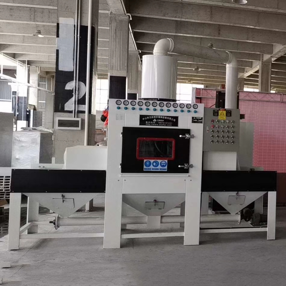 江門噴砂機(jī) 指紋鎖去毛刺自動輸送式噴砂機(jī)