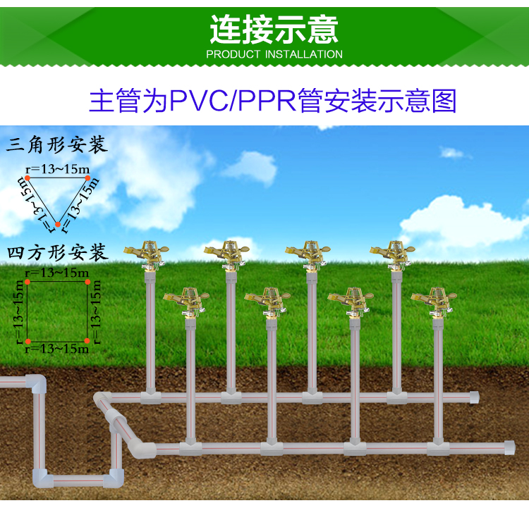 農(nóng)業(yè)園林園藝灌溉可調(diào)搖臂噴頭360度自動旋轉(zhuǎn)花園灑水器噴灌