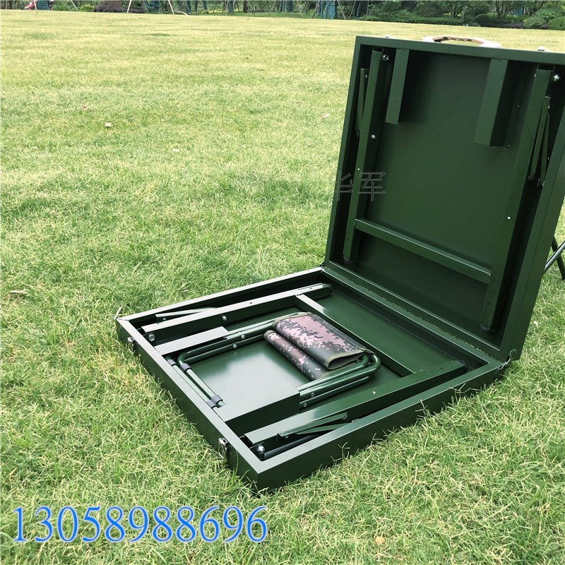 廠家直銷*折疊桌便攜式野戰(zhàn)行軍桌軍迷鋼制折疊桌椅 野營*制式餐桌