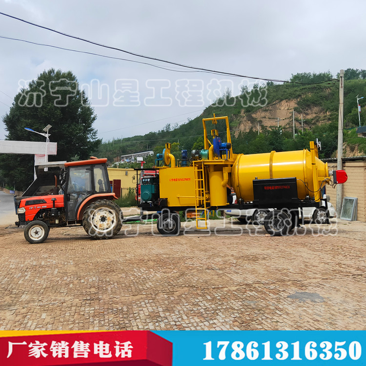 再生利用牽引式瀝青拌合機 拖車行走瀝青拌合機 燃燒器加熱拌合機