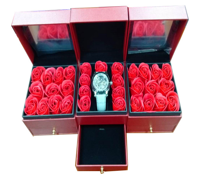 新品手表花盒 *手表禮品盒 *節(jié)手表盒 定做手表玫瑰花盒 手表花盒