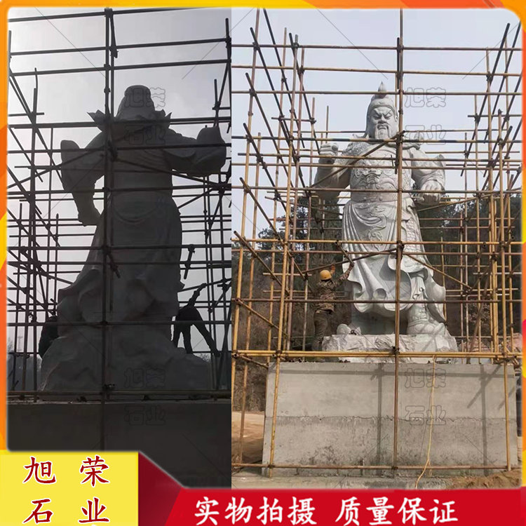 2021首單6米石雕關(guān)公 福建芝麻白關(guān)公像安裝完成 旭榮石業(yè)