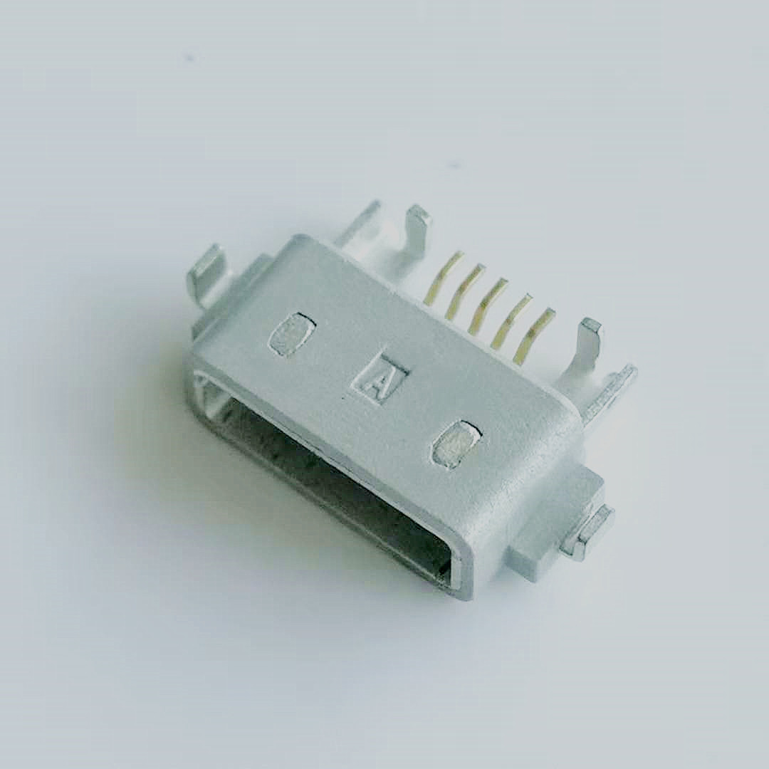 MICRO USB AB型沉板防水母座 5PIN 四腳插板