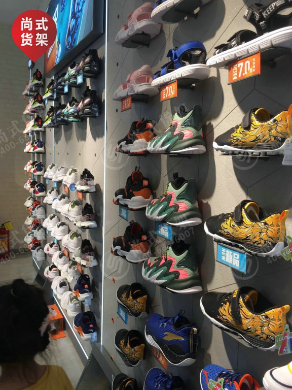 杭州熱風(fēng)貨架潮鞋展示柜安踏運(yùn)動(dòng)鞋貨架落地中島架白色定做