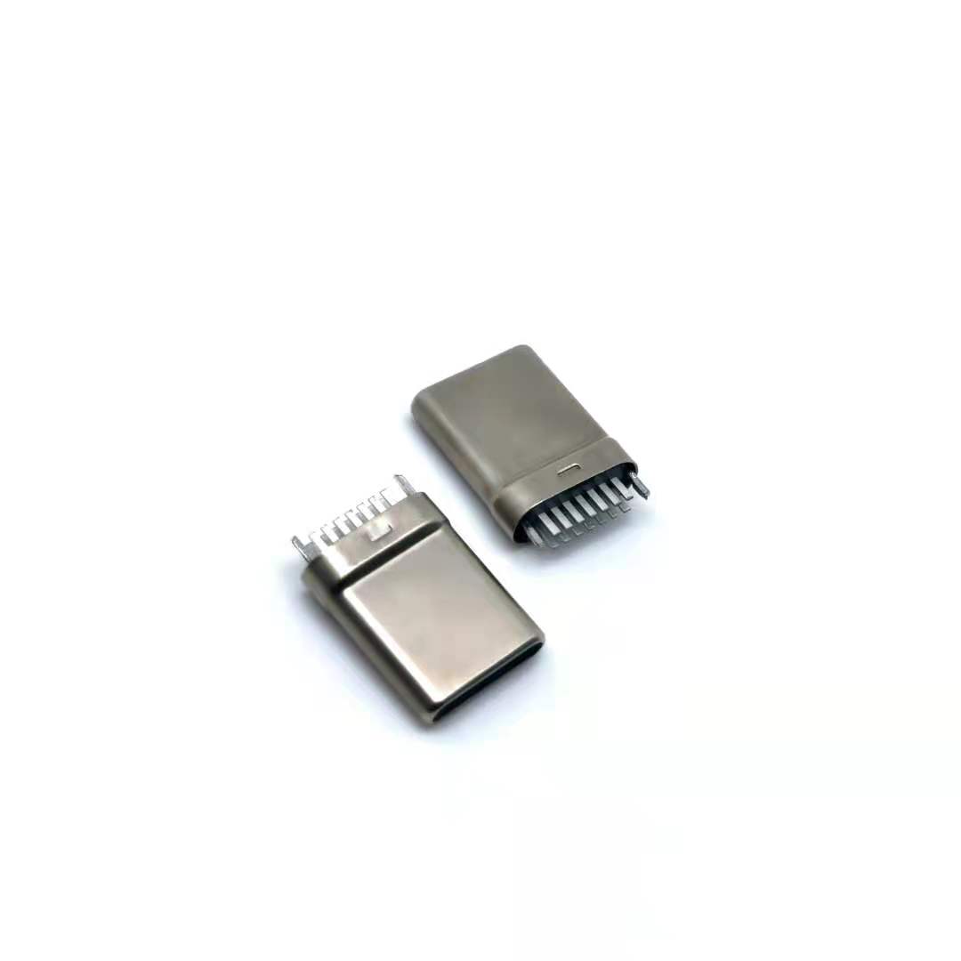 TYPE-C 14P夾板公頭 簡易拉伸款 帶地腳