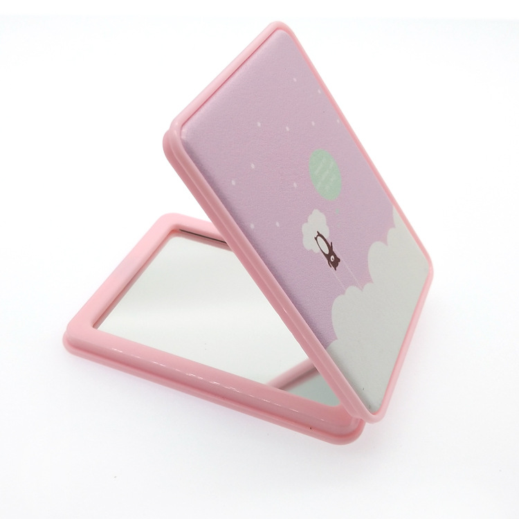 創(chuàng)意迷你方形小鏡子皮革雙面鏡子定