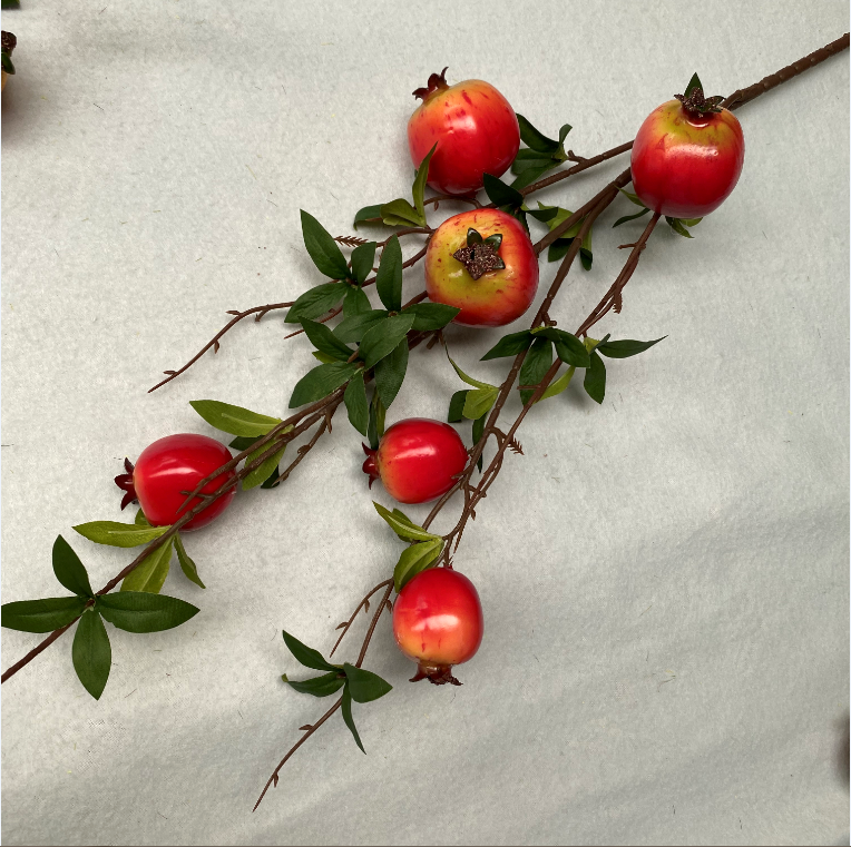 天津仿真石榴果價格 家居裝飾漿果批發(fā) 石榴仿真花攝影道具樣板房擺件石榴果枝