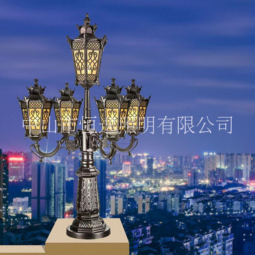 恒逸照明歐式5頭led柱頭燈