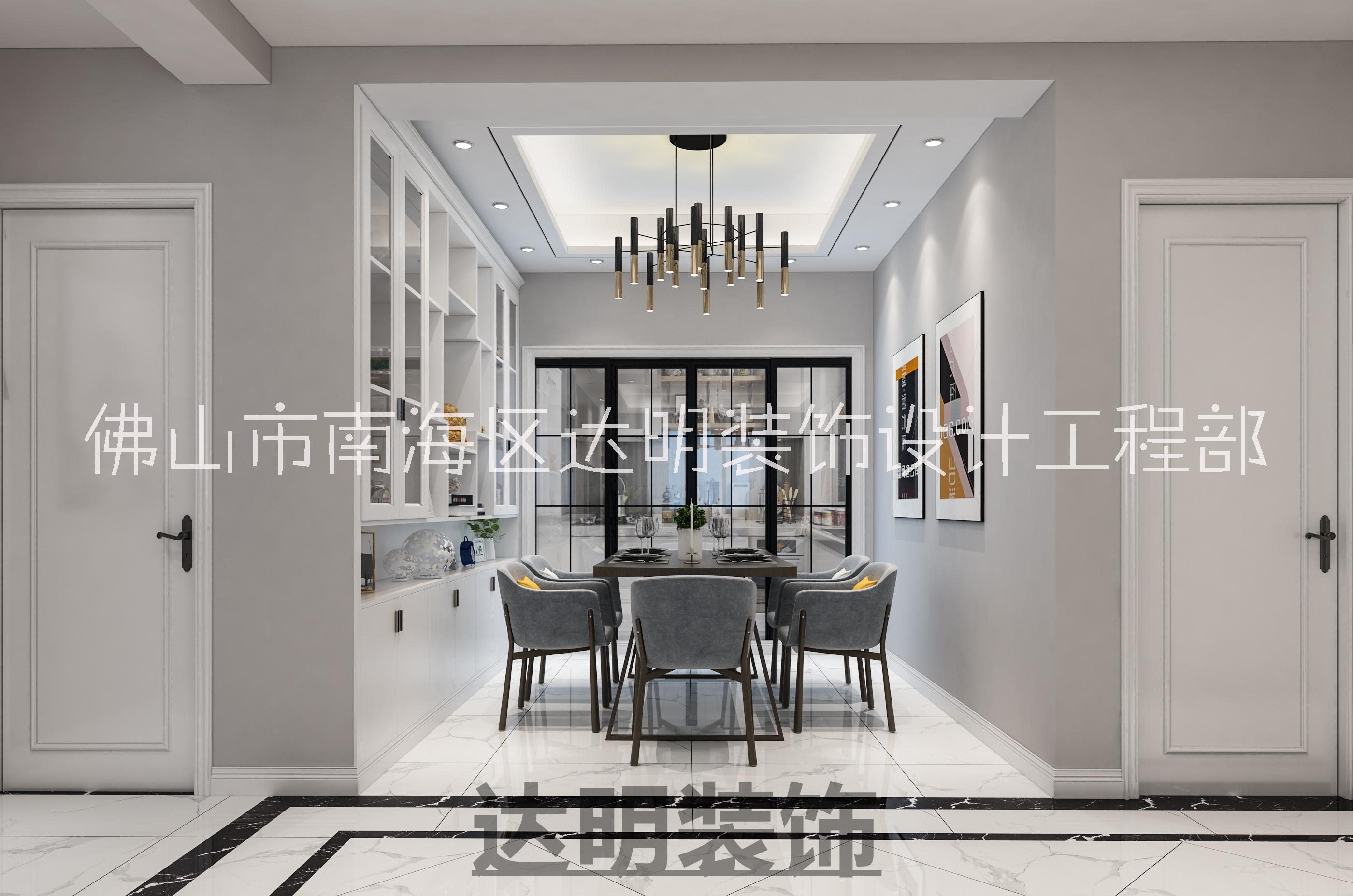 佛山禪城南海順德工裝寫(xiě)字樓辦公室家裝工裝半包全包裝修公司新中式客餐廳效果圖 廣東裝修新中式客餐廳效果圖