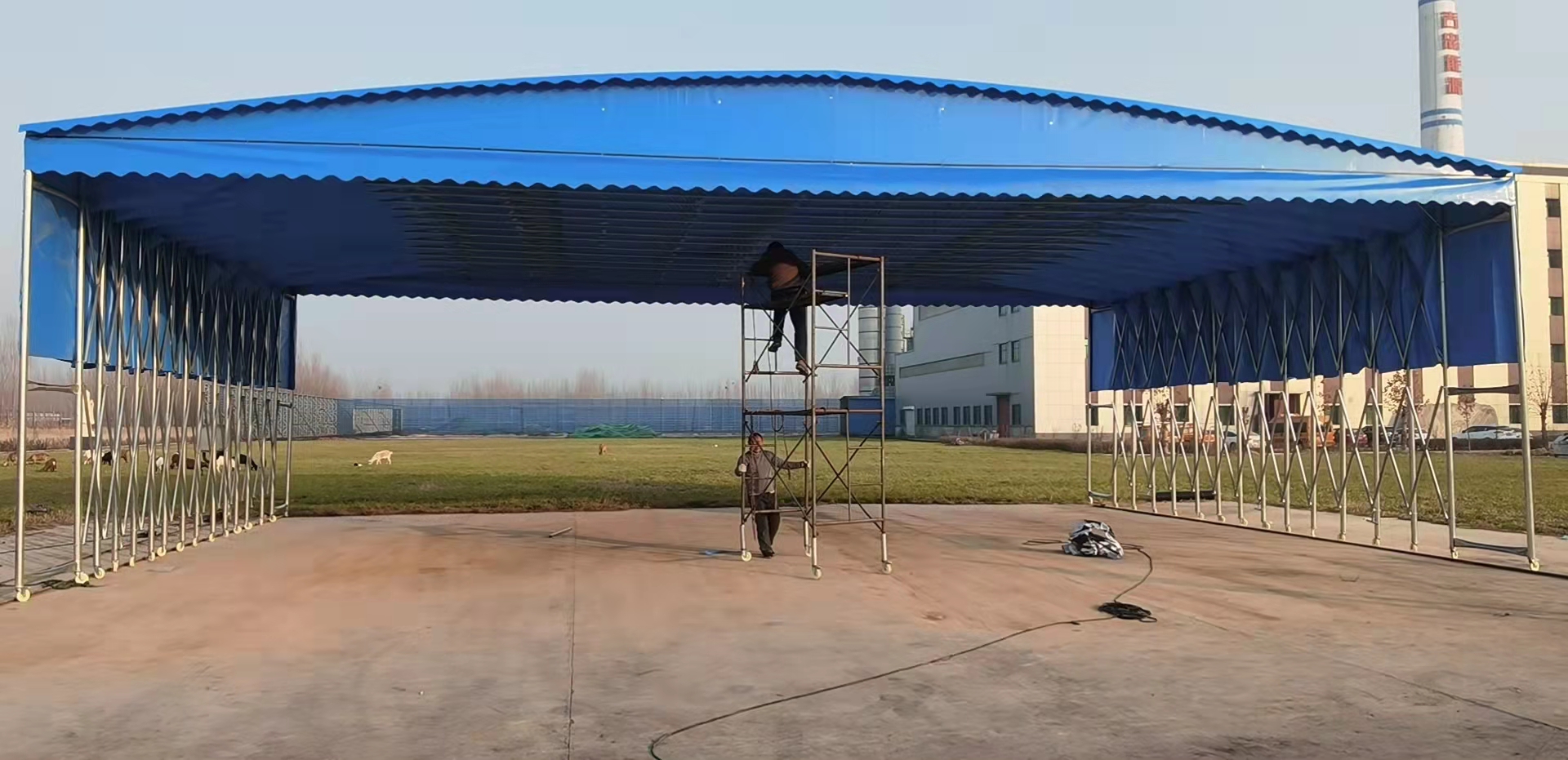 推拉棚防水移動倉庫棚戶外貨物遮陽棚防曬伸縮式帳篷活動雨蓬 推拉棚遮陽棚