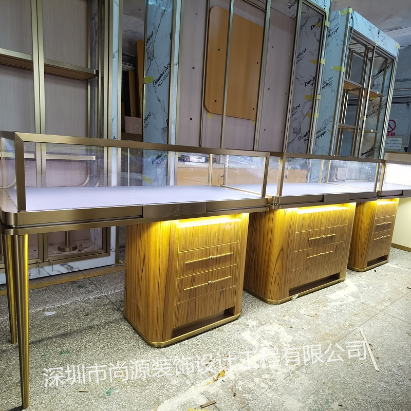 尚源珠寶展柜定制,珠寶柜臺(tái),新中式珠寶展柜