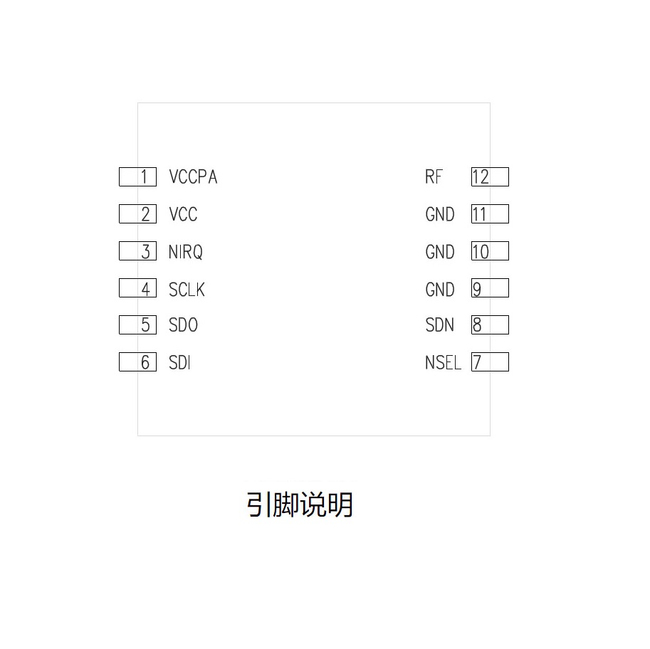 SI4463低功耗大功率串口小體積遠距離窄帶spi模塊433M 868MHz N541AS-433M