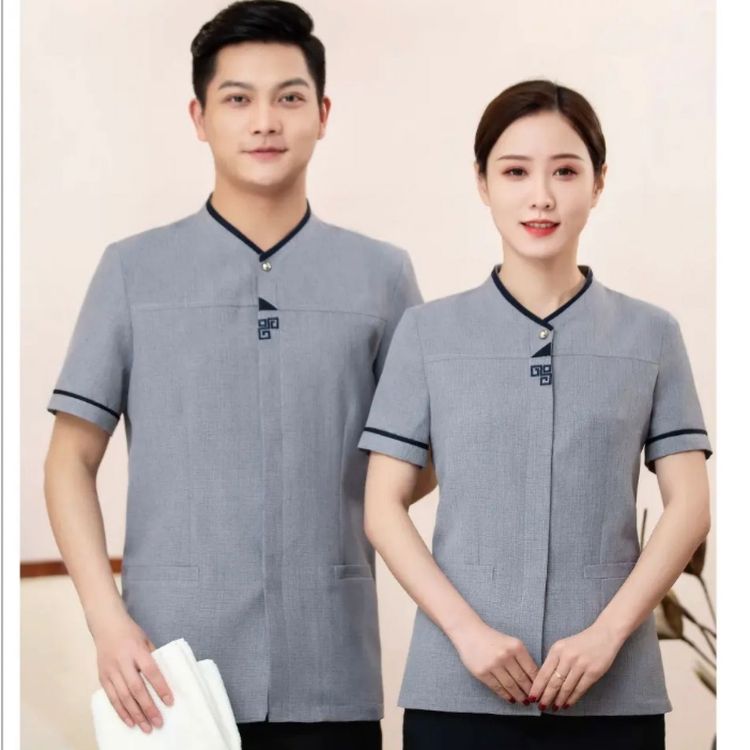 物業(yè)保潔服短袖套裝酒店客房辦公樓層清潔阿姨保潔員工作服夏透氣