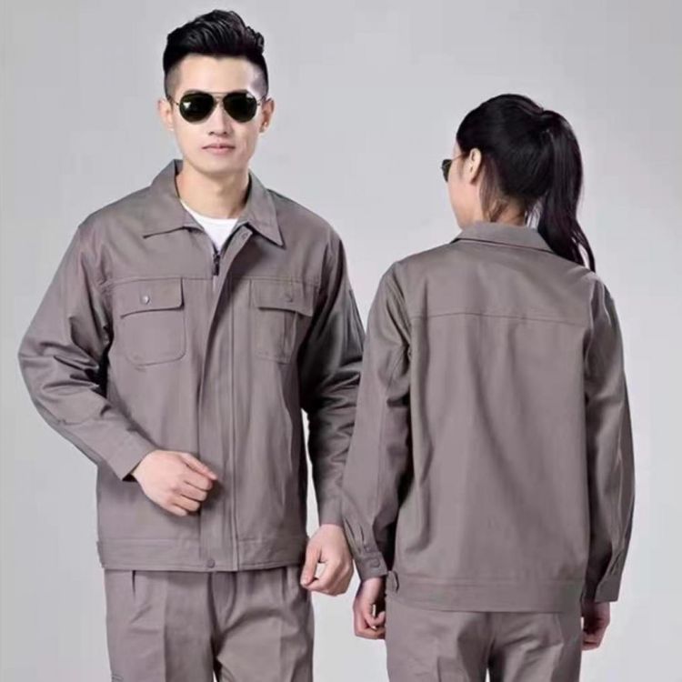服裝廠生產(chǎn)全棉紗卡勞保工作服 工程保潔服 保安上班用服裝