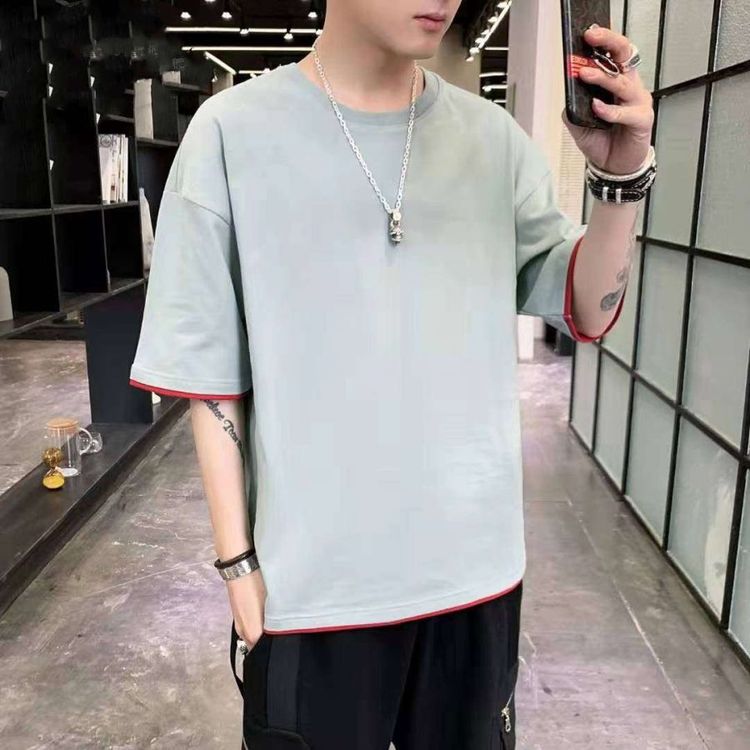 套裝T恤純棉 夏季男士短袖T恤 運動套裝 潮流寬松短褲短袖 男生衣服