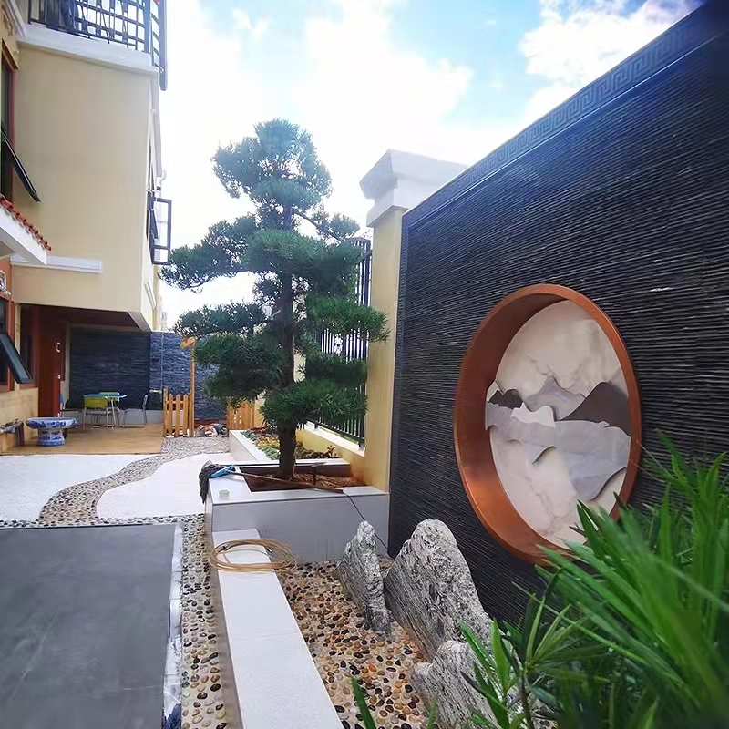 青石流水石 青灰色流水板 水幕墻 景觀墻文化石