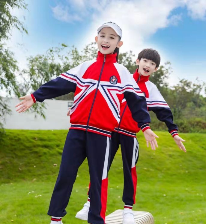 兒童春秋季藍(lán)色校服 運(yùn)動(dòng)棒球服 套裝幼兒園園服 長袖新款小學(xué)生班服