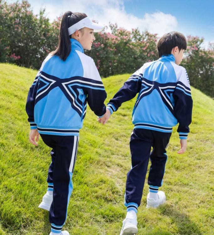 兒童春秋季藍(lán)色校服 運(yùn)動(dòng)棒球服 套裝幼兒園園服 長袖新款小學(xué)生班服