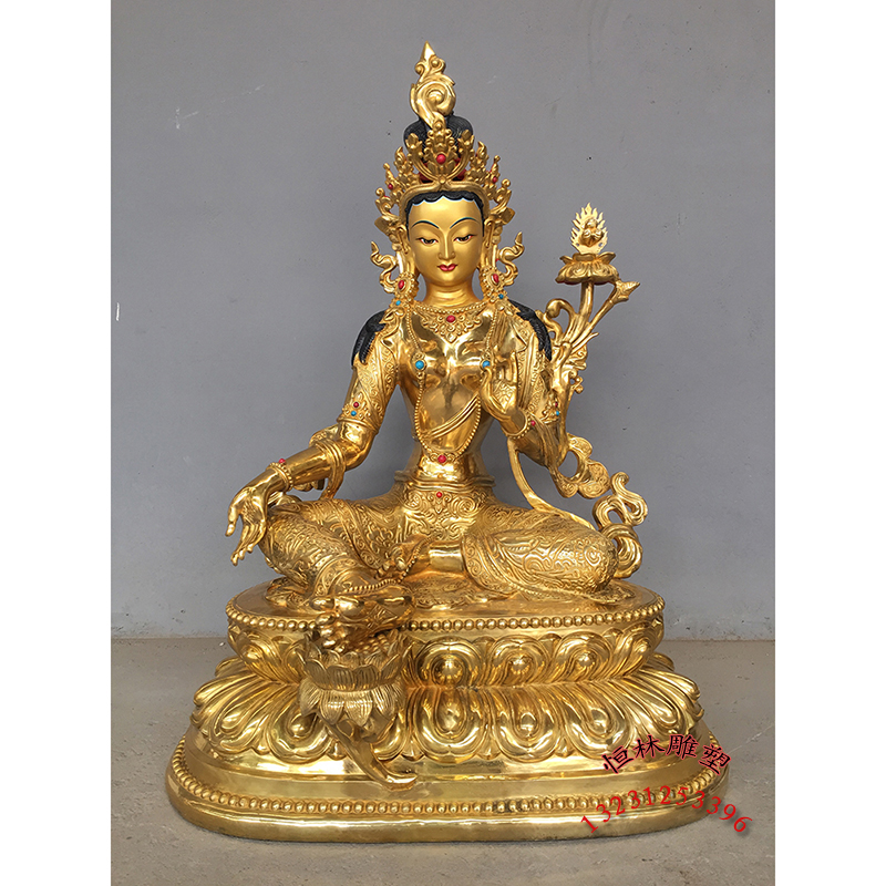 21度母佛像純銅鑄造大型藏傳寺廟鑄銅1米綠度母二十一度母密宗佛像定做廠家