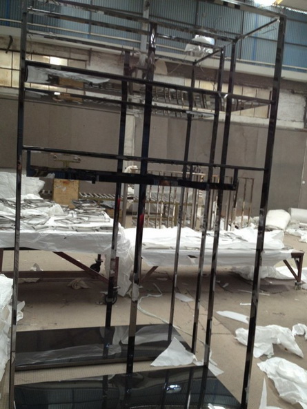玫瑰金拉絲304不繡鋼展示柜  商場歐式復(fù)古不銹鋼展示架來圖定做
