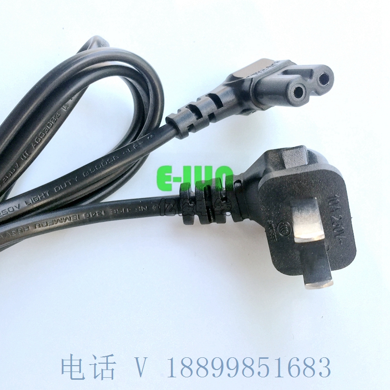 3C認(rèn)證 1.5M中規(guī)兩插帶SR卡位延長(zhǎng)線 二插鋤頭八字尾電源線