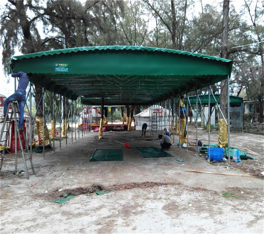 大型雨棚戶外排檔帳篷收縮遮陽停車活動(dòng)倉庫電動(dòng)伸縮雨蓬