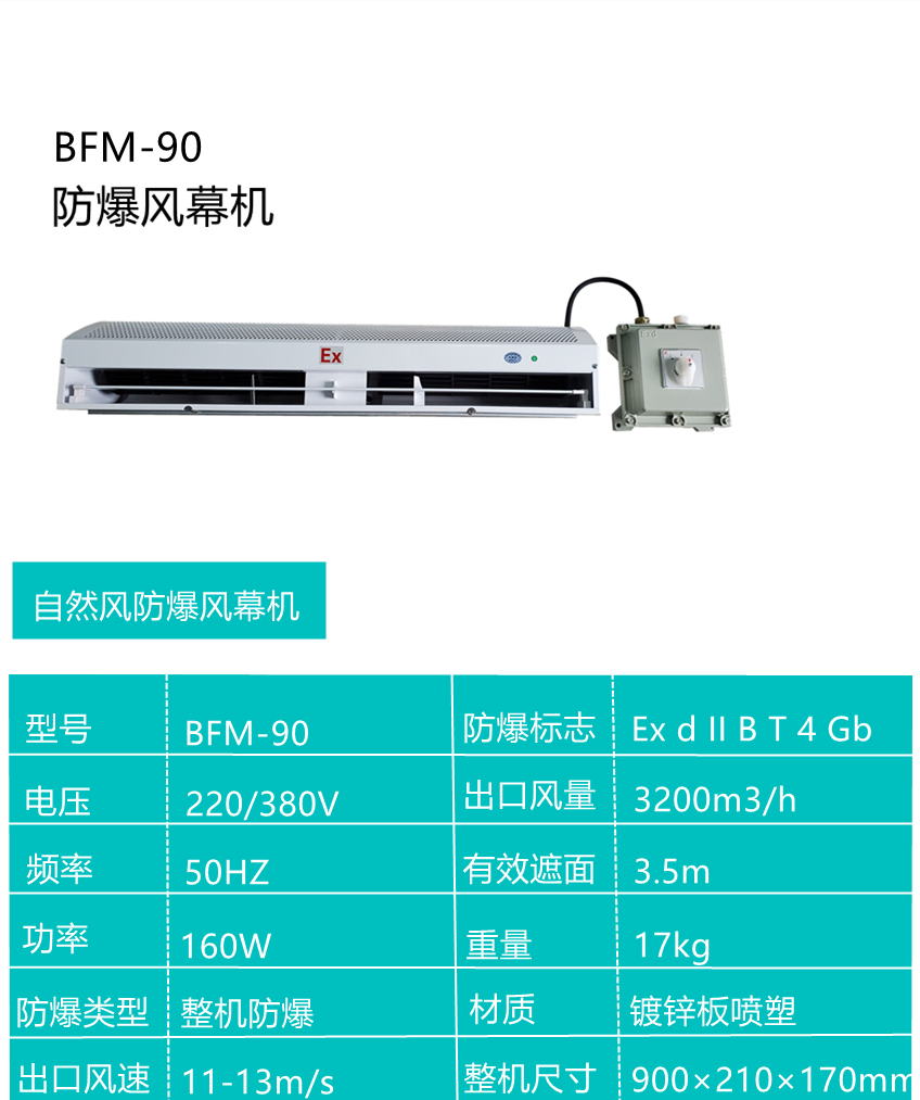 自然風(fēng)防爆風(fēng)幕機(jī)BFM-90 貫流式防爆空氣幕 0.9米