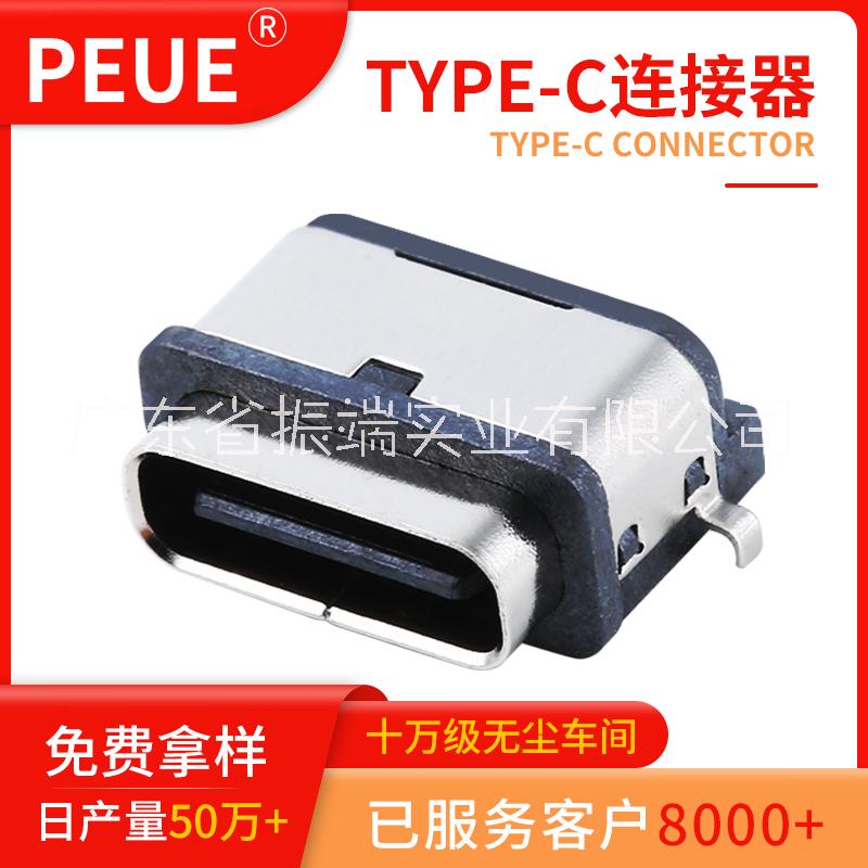TYPE-C 6pin 防水沉板TYPE-C6pin防水母座 沉板7級防水連接器 type c6P外殼2腳插板端子