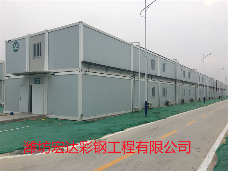 工地雙層打包箱房  山東住人打包箱房 辦公室集裝箱房材料找濰坊宏達(dá)