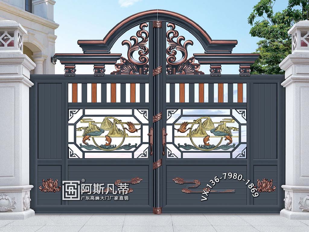 金華鋁藝護(hù)欄別墅圍墻大門圖片別墅門