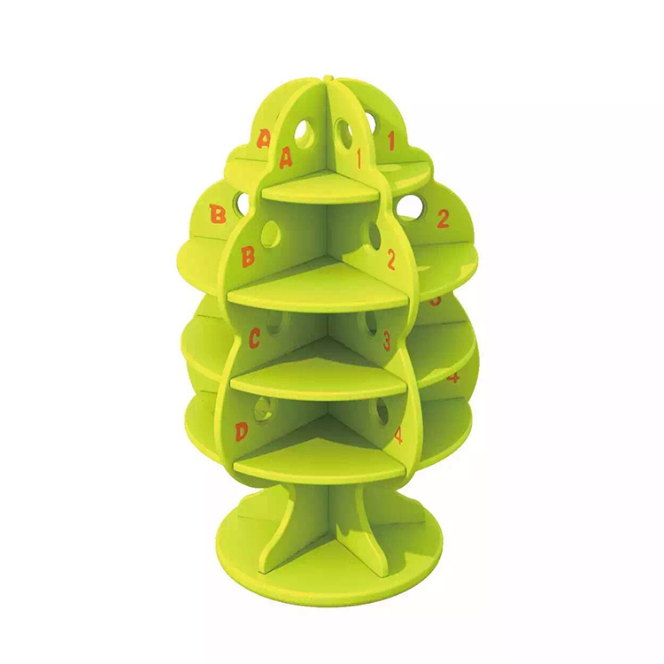 童蘋果梨圣誕樹造型旋轉(zhuǎn)書架兒童卡通塑料書架