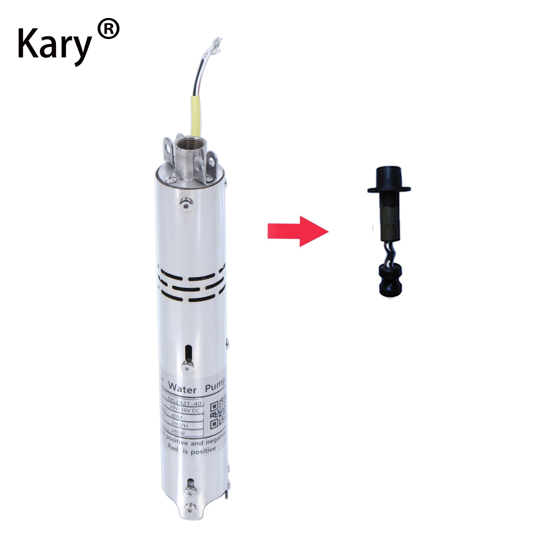 江西DC24v36v微型太陽(yáng)能光伏直流水泵 高揚(yáng)程不銹鋼螺桿潛水泵