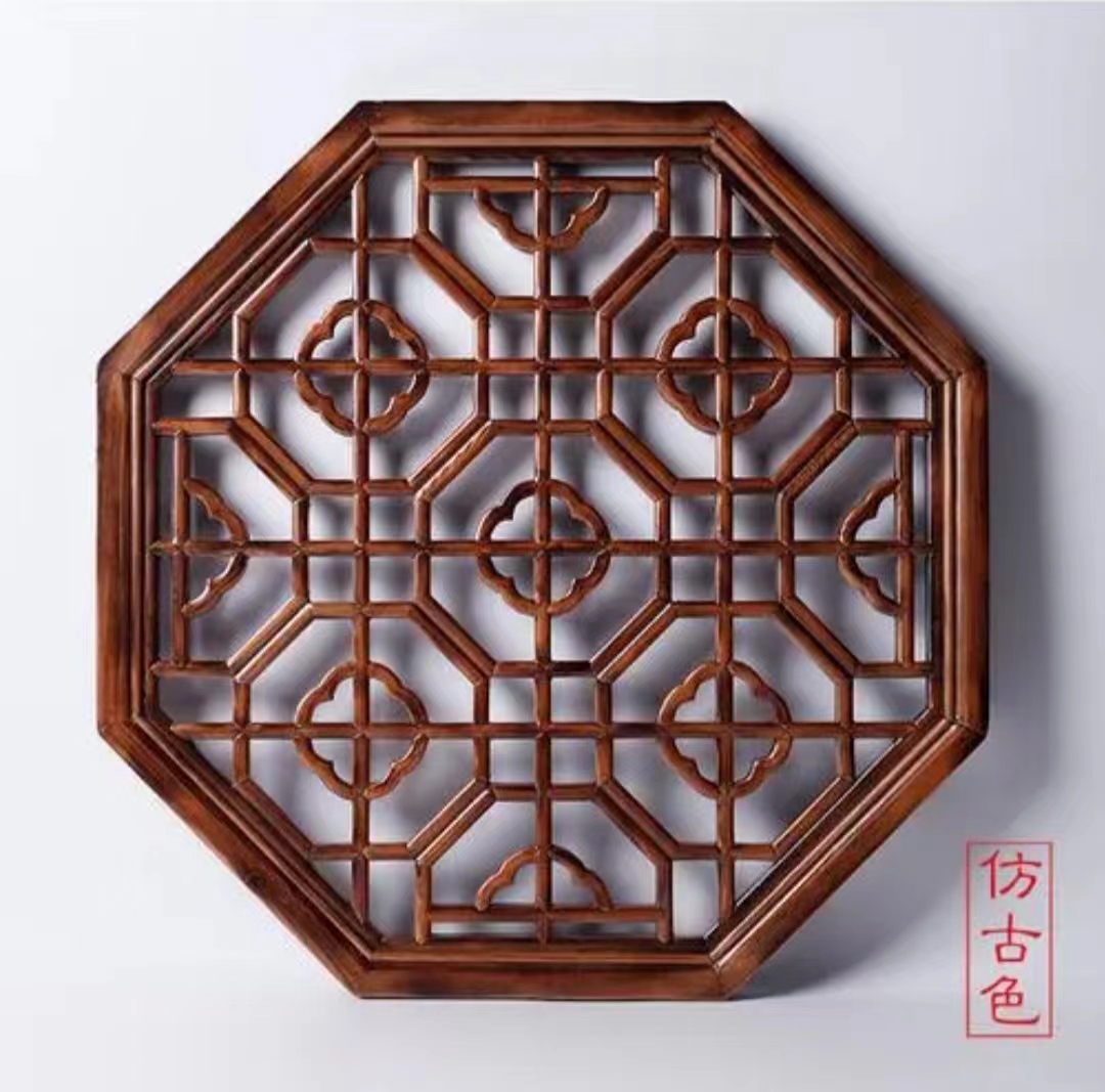 中式門窗中空玻璃斷橋鋁合金條格花窗窗紗一體平開復(fù)古