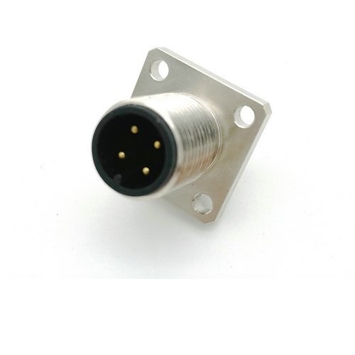 科迎法電氣 M12 4針四方法蘭焊線插座