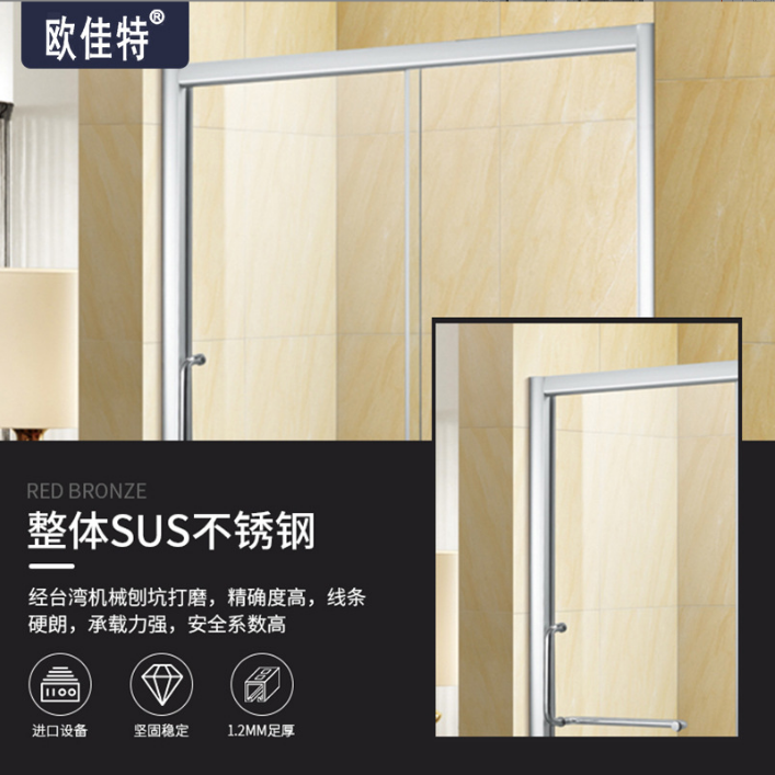 佛山一字型公寓式簡易家用沐浴房廠家定制 酒店鋼化玻璃整體淋浴房價格