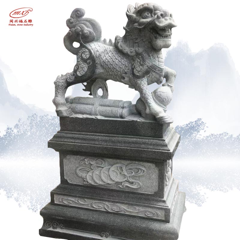 閩興福石雕麒麟一對花崗石石雕工藝麒麟開光辟邪鎮(zhèn)宅招財擺件