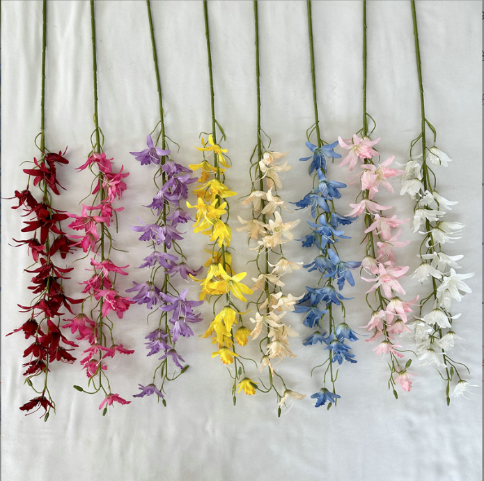 天津梅乙虎尾蘭仿真花多串花朵潘織布人造花家居裝飾婚慶花藝假花