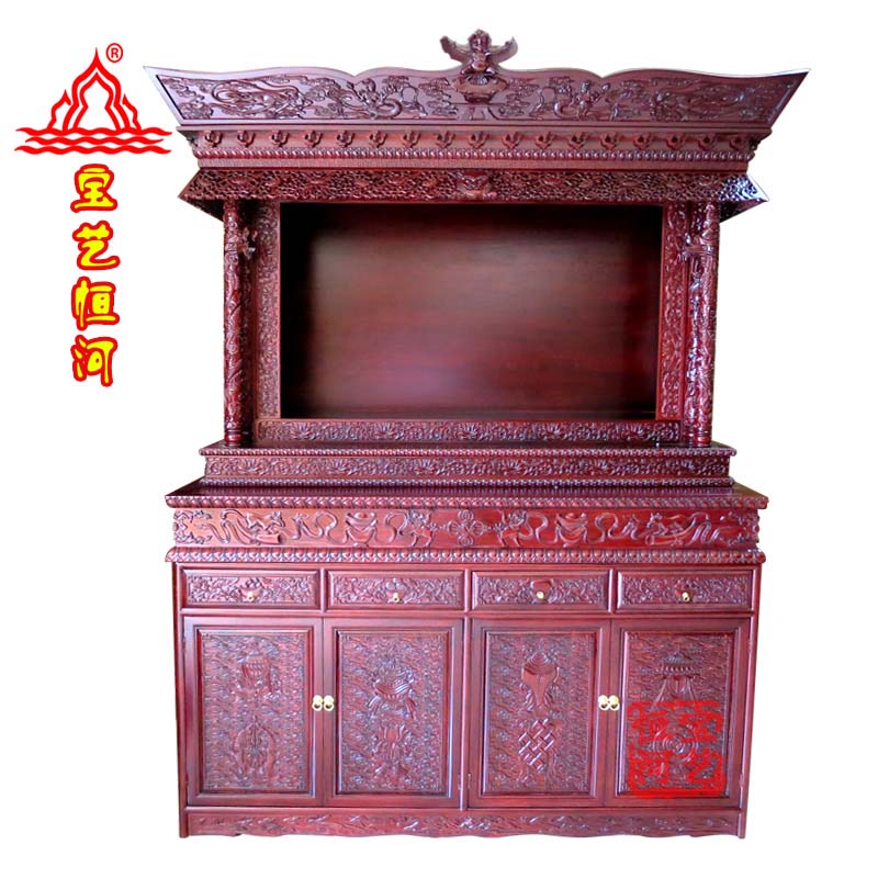 寶藝恒河大格藏式佛龕 家用密宗佛堂供臺 雕龍柱藏傳佛柜