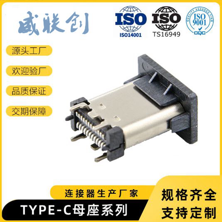 TYPE C母座 側(cè)插DIP插板側(cè)立式3.1USB連接器