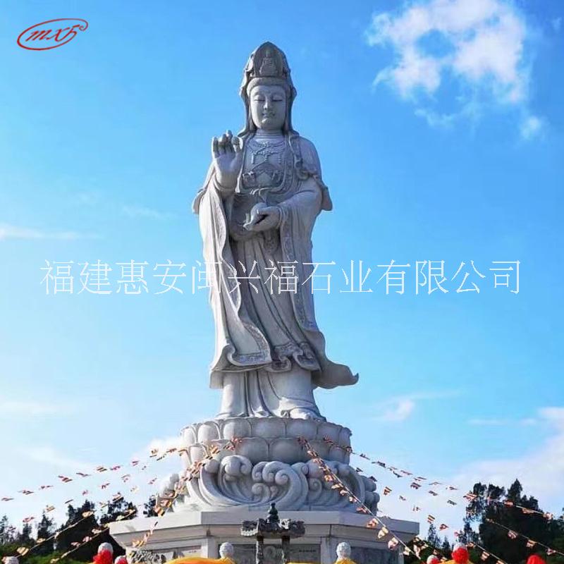 芝麻灰大理石觀音佛像雕塑景區(qū)寺院大型觀音像寺廟擺件供應