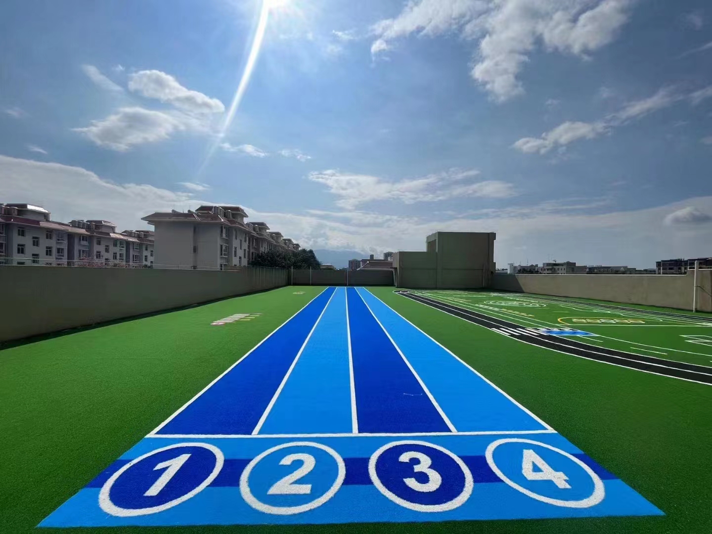 人造草坪足球場建設廠家 健身房藍色曲絲