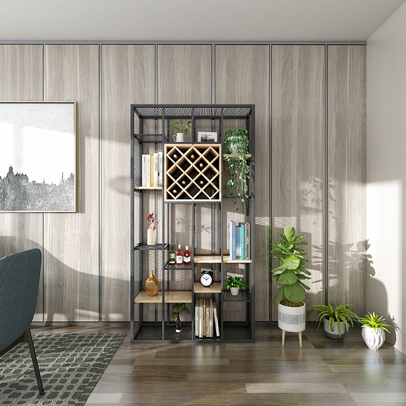 落地酒架 客廳隔板酒架 小戶型落地創(chuàng)意書架 簡約組裝實木置物架