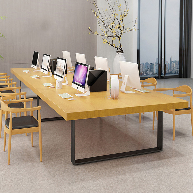 鐵藝實(shí)木大板桌 簡約鐵藝實(shí)木大板桌 會(huì)議室培訓(xùn)桌椅 長條桌椅組合