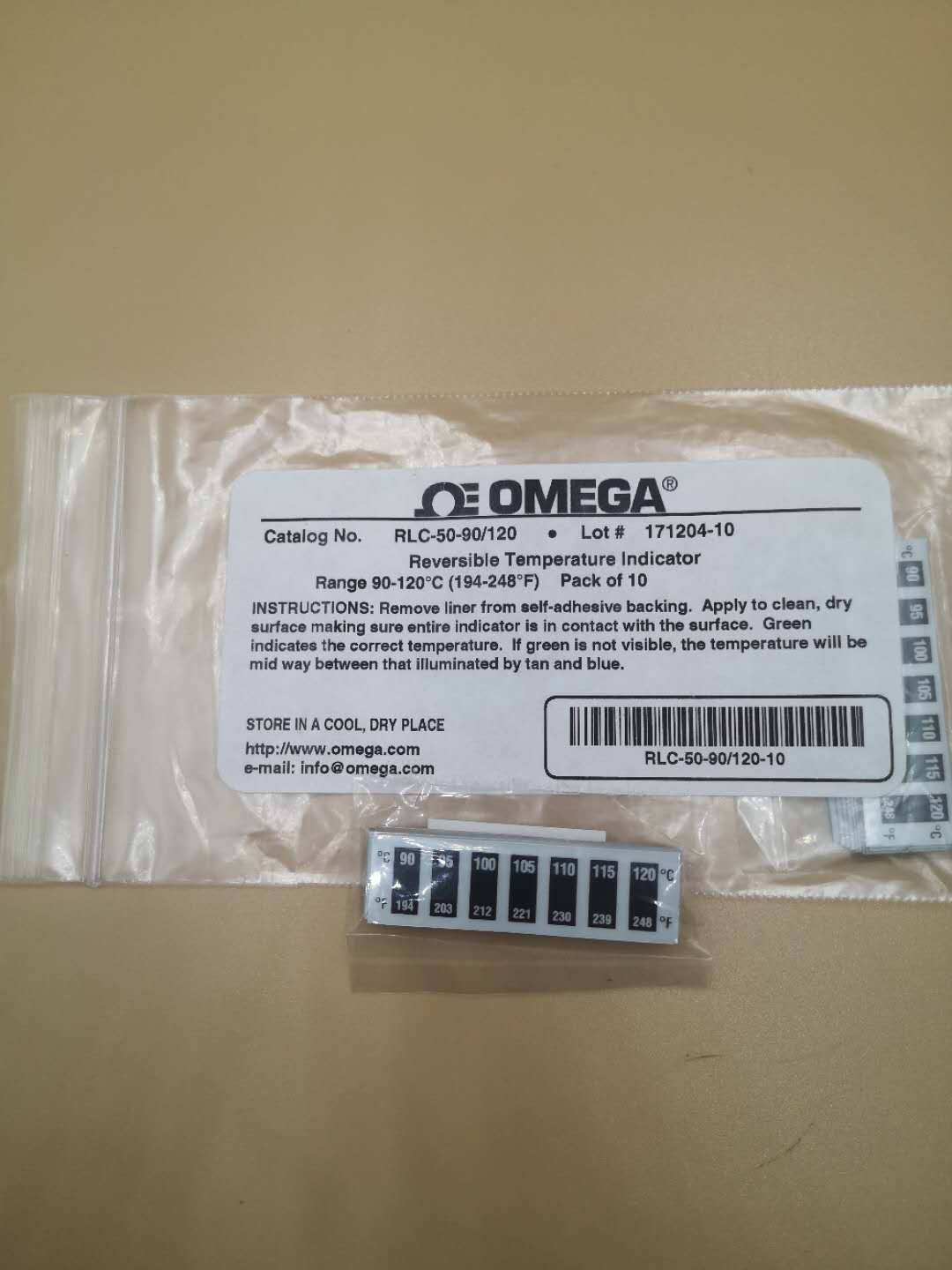 進口OMEGA品牌溫度標簽RLC-50-30/60可重復(fù)使用測溫紙 美國30-60度可逆測溫紙