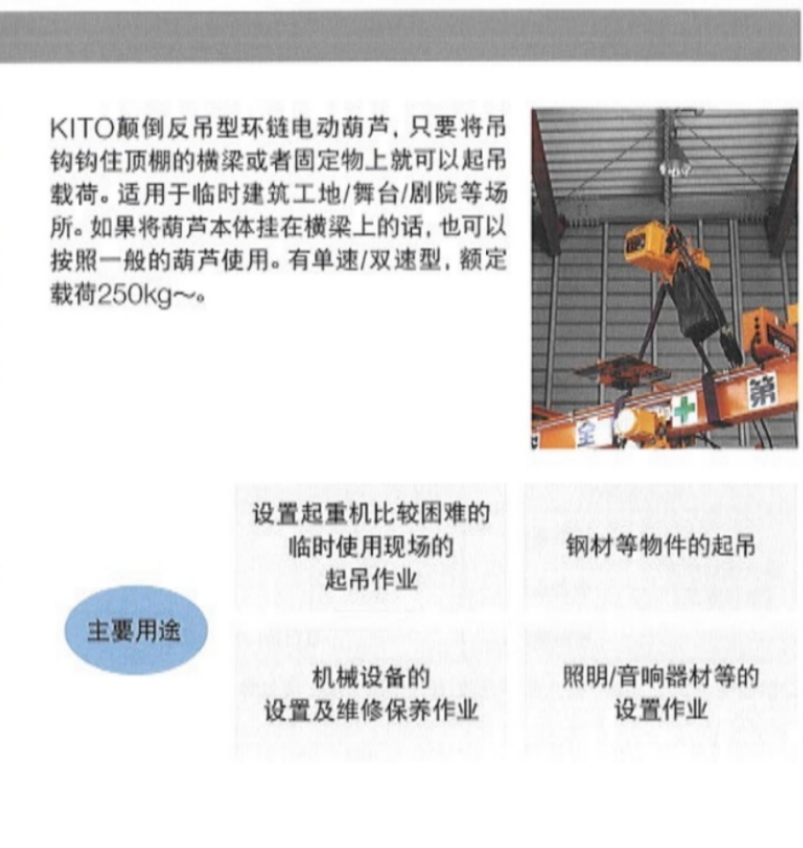 KITO顛倒反吊型環(huán)鏈電動(dòng)葫蘆