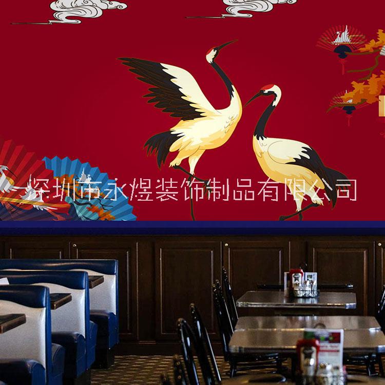 中式密室逃脫劇本殺背景墻壁紙國(guó)潮中國(guó)風(fēng)仙鶴閣樓墻布3d山水壁畫 墻紙 壁紙 墻布 壁布 背景墻