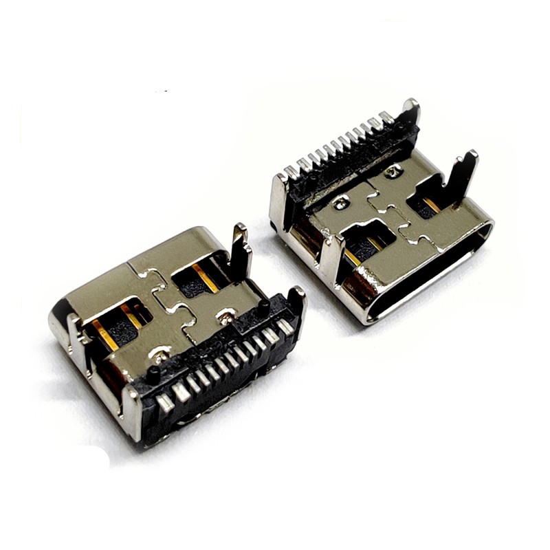 24PIN沉板1.6mmType-C母座  L7.9 雙排針貼片 四腳DIP USB3.1插座