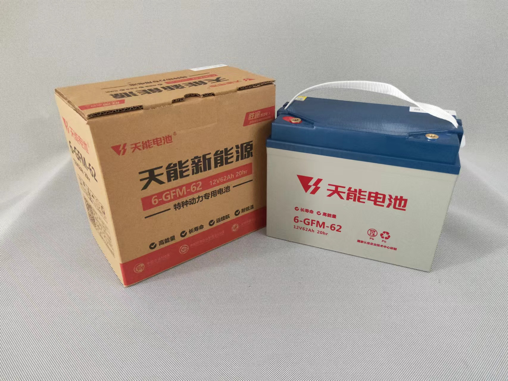 天能蓄電池6-GFM-62 電動車洗地機叉車托盤車 免維護鉛酸電池